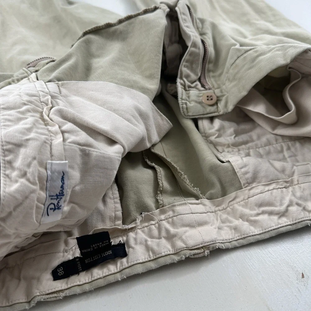 VTG Ron Herman Chino‎ PANTS 36x32 Men Beige Khaki Soft Cotton Flat Front Tag 38